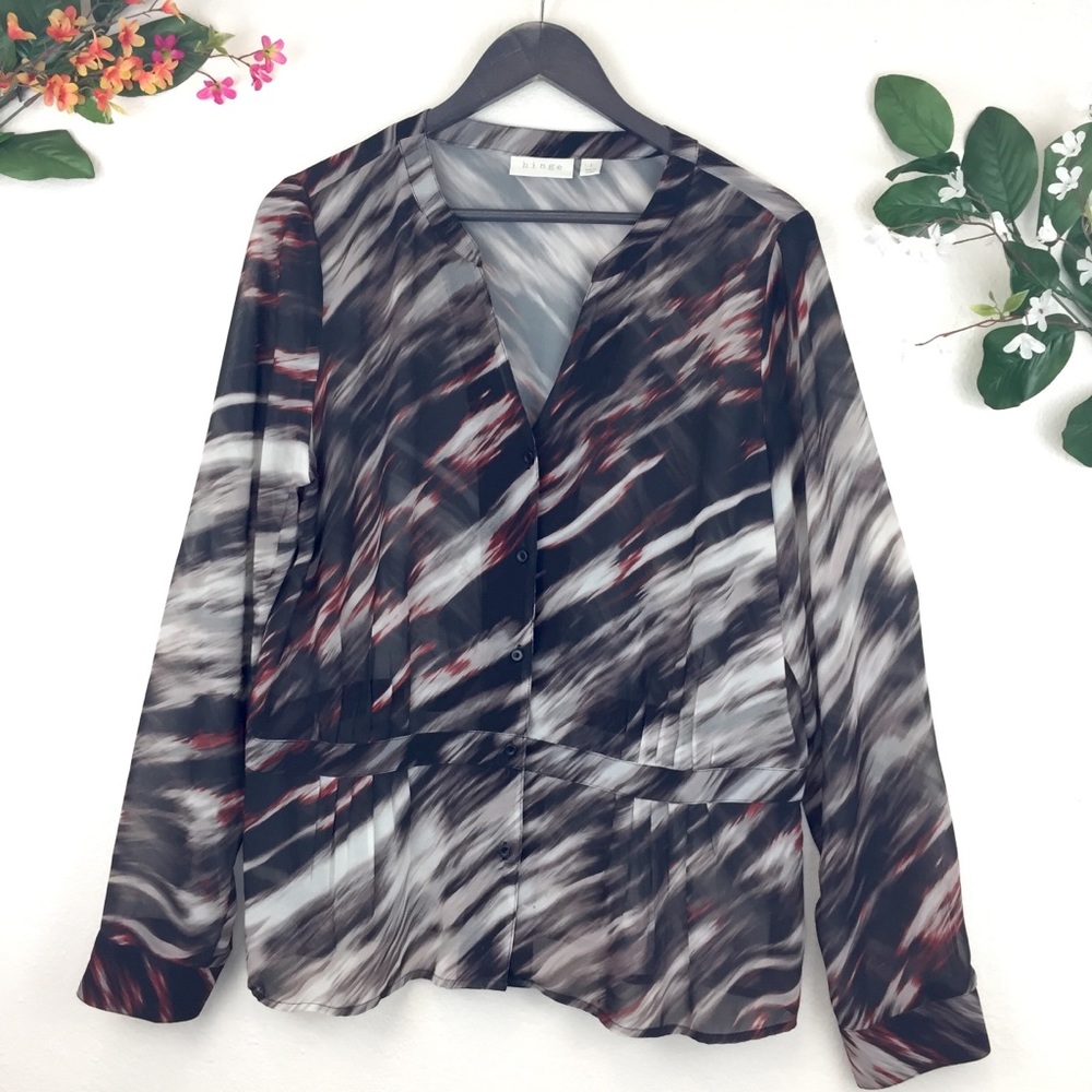 Hinge Boho Flowy Button Up Peplum Top
